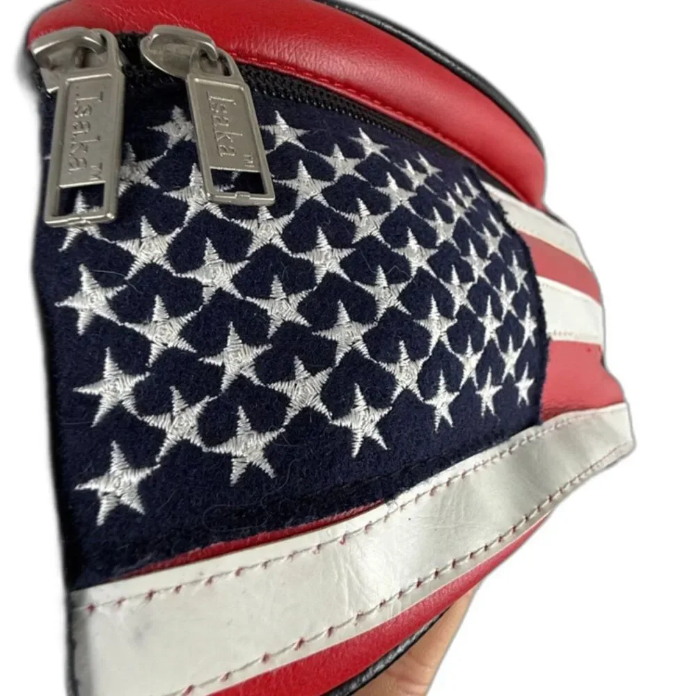 Vintage American Flag Leather Fanny Pack Belt Bag Red White Blue 90s - Picture 3 of 8